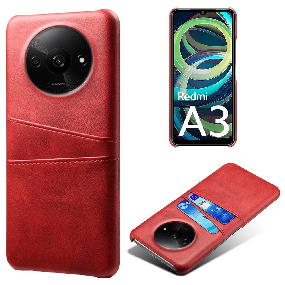For Xiaomi Redmi A3 4G/Poco C61 4G Case Card Slots PU Leather Coated PC Hard Phone Cover