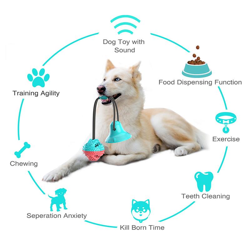 Dog Food Toy Silicon Suction Cup Tug Interactive Ball Slow Eating Feeder Pet Chew Bite Tooth Cleaning Toothbrush Healthy Stomach