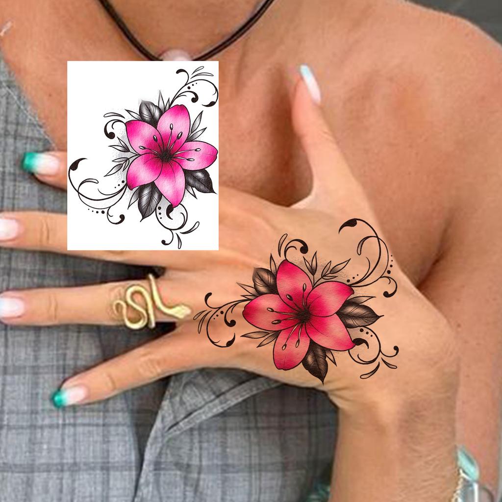1 Sheet Rose Butterfly Flower Temporary Tattoos For Women Hand Arm, Fake Tattoo Sticker Waterproof Long Lasting Realistic Tatoos
