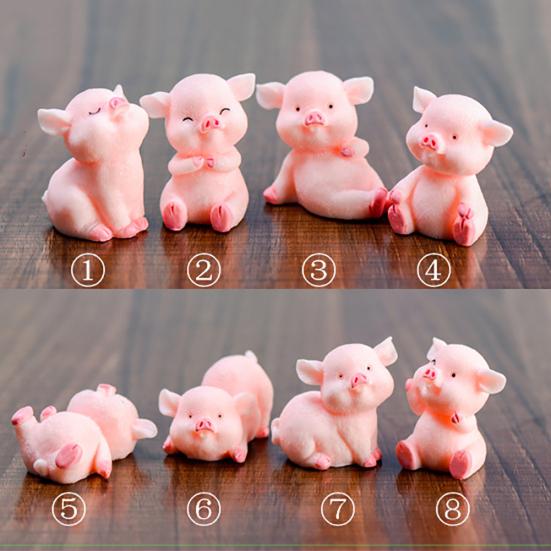 Desktop Resin Pig Model Figurine Sculpture DIY Craft Keychain Car Home Decor