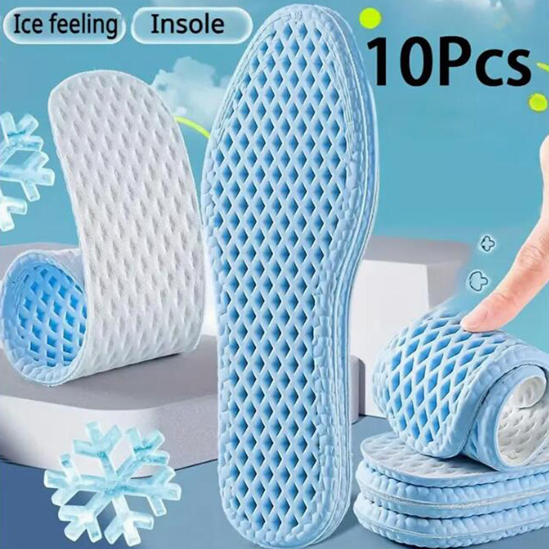 5Pairs Summer Cool Feeling Sports Insoles Shoe Insert for Men Women Sweat-absorbing Breathable Outdoor Barefoot Shoe Liners