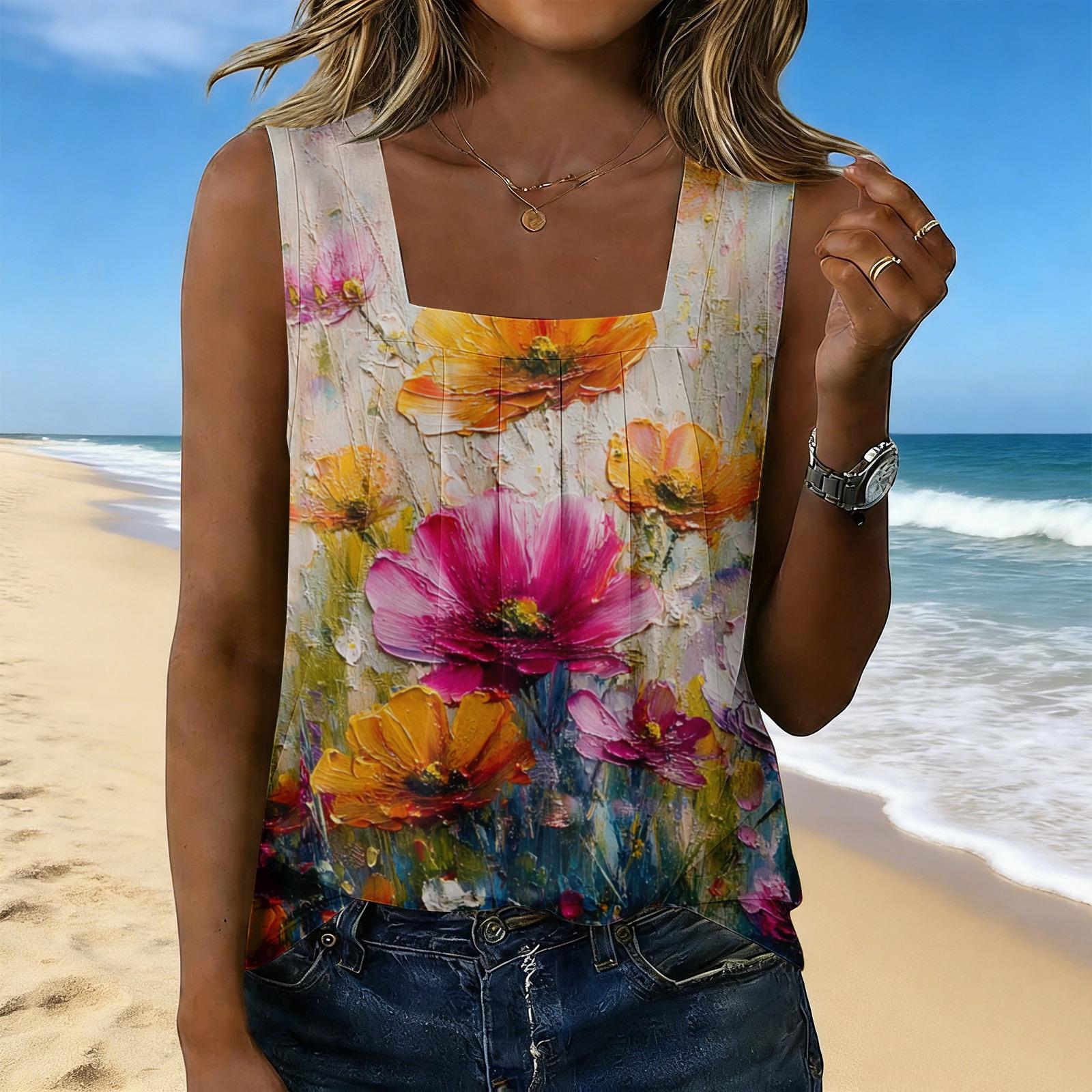 Женский модный повседневный винтажный топ-майка с принтом XXXL