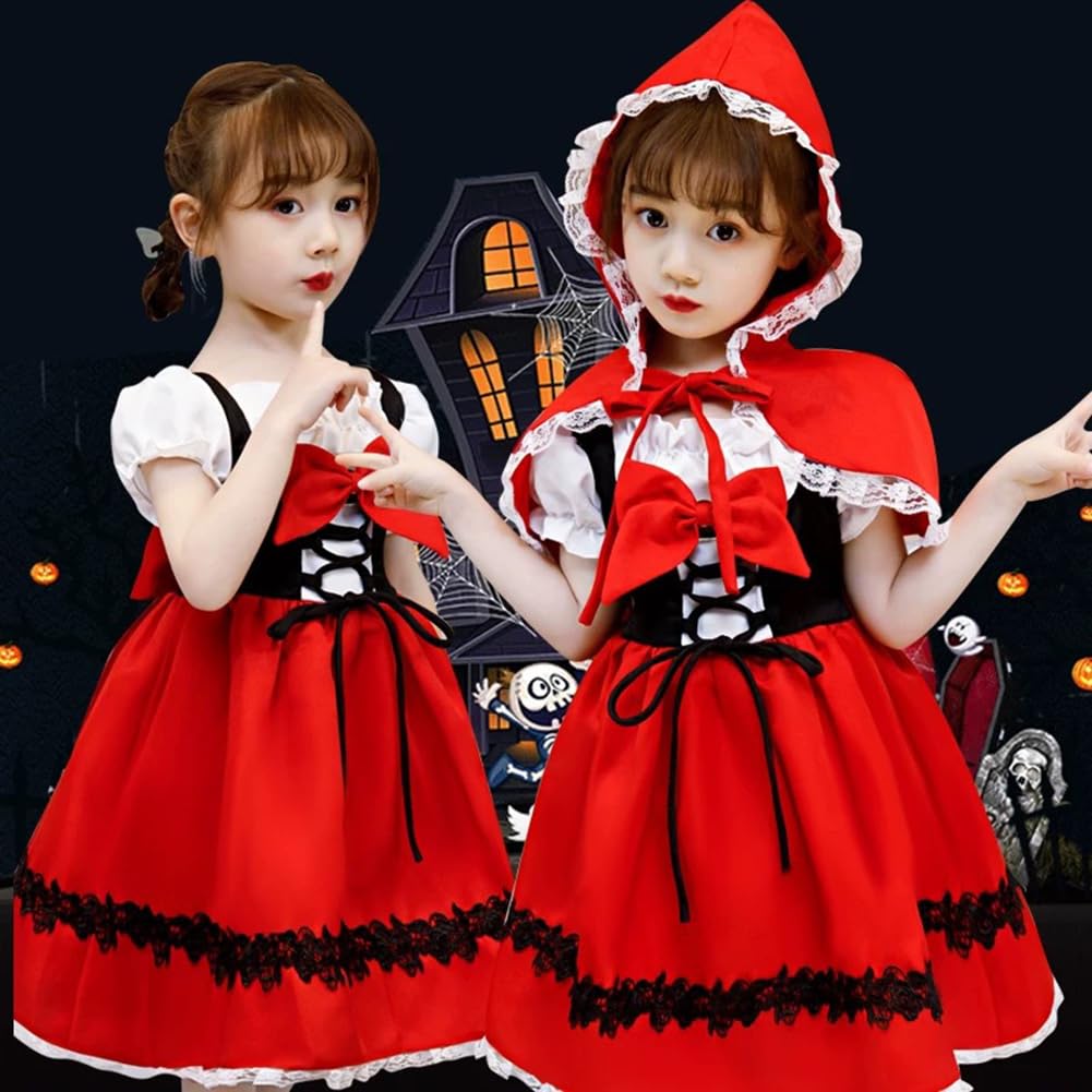 Limspace Little Red Riding Hood Halloween Costume for Kids, Perfect for Cosplay, Events, School Festivals, and Performances. Perfect for Fairy Tales,