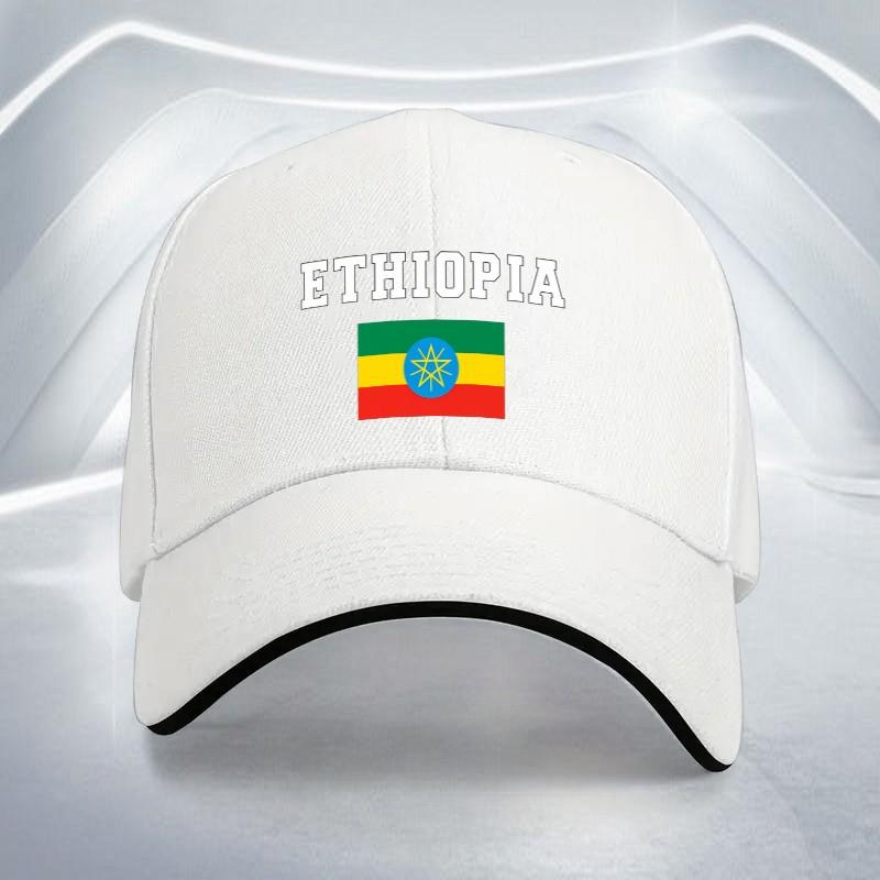 Ethiopian Flag Word Adjustable Baseball Cap Lightweight Polyester Casual Hat for Sports Travel Parties