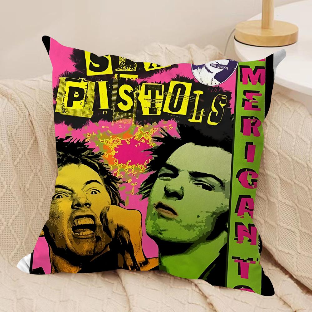 S-Sex pistols Rocková kapela Povlak na polštář Měkký plyš Oboustranně potištěný Polštář na pohovku Povlak na polštář | Útulná celoroční dekorace Dárek