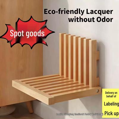 Foldable Wooden Stool: Entryway Shoe Seat, Wall-Mounted Bathroom Chair, Projector Stand