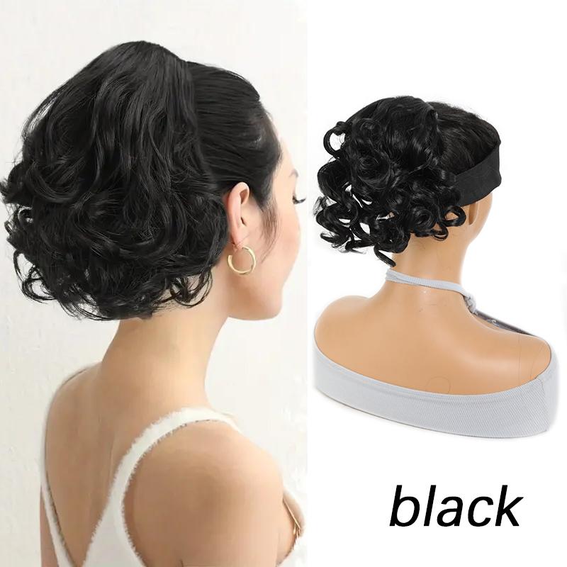 Drawstring short curled ponytail wig synthetic fiber ponytail wig natural and comfortable hair accessories for daily use