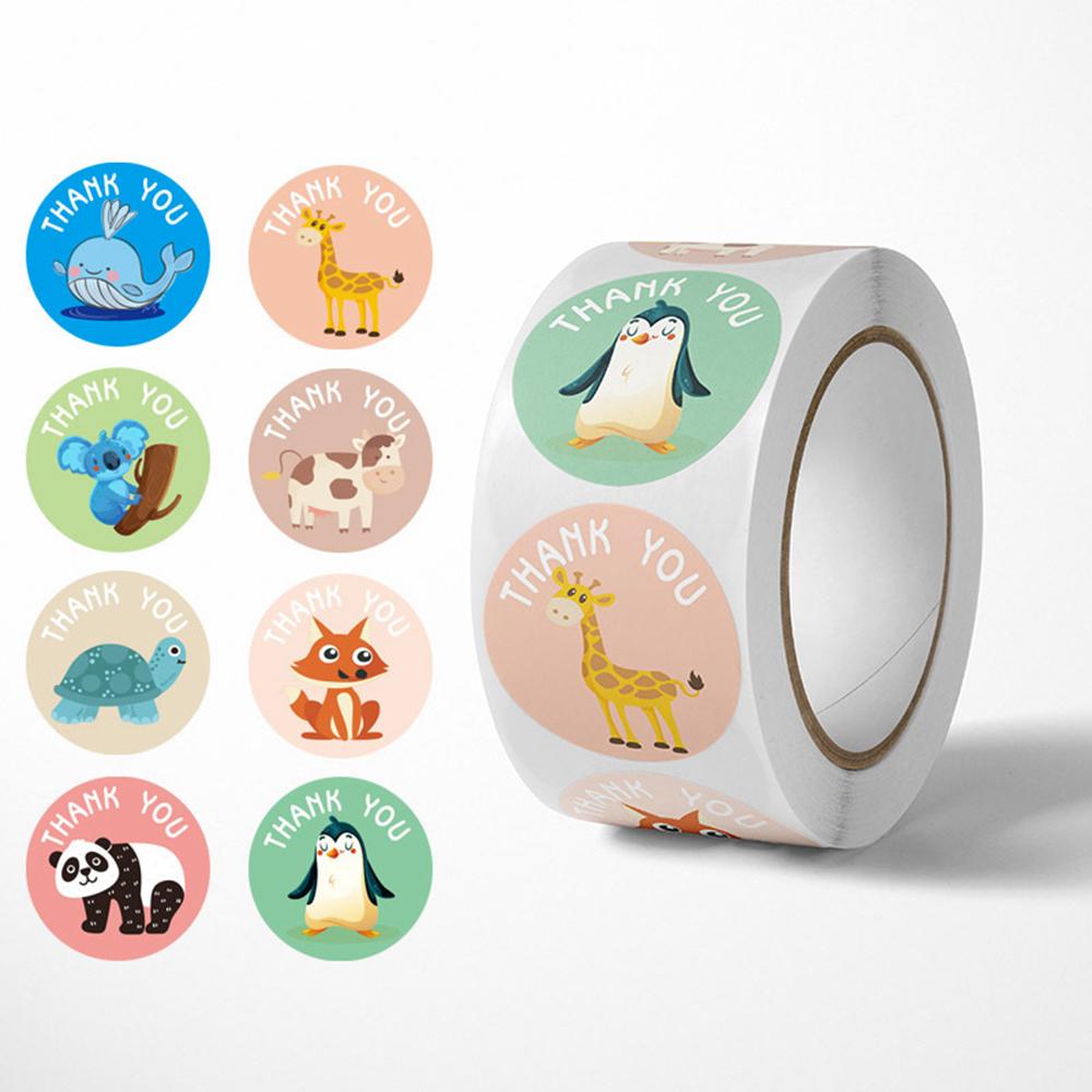Custom Decal Stickerbook 8 Styles Cartoon Animals Thank You Note X042