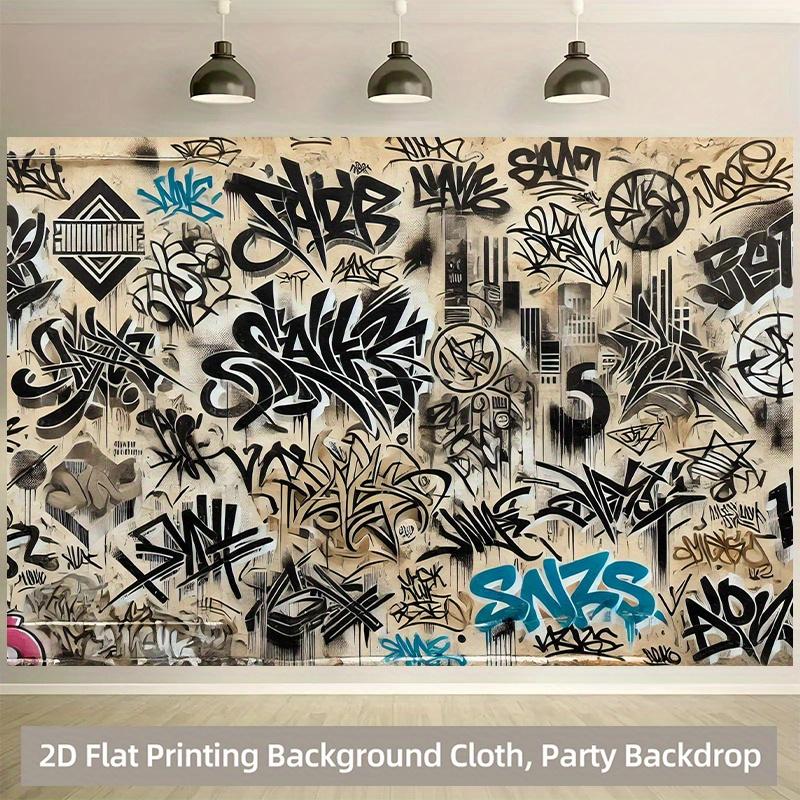 1 piece of 2D plane 2D plane printed background banner 1 piece of street graffiti art group background banner 100x150cm