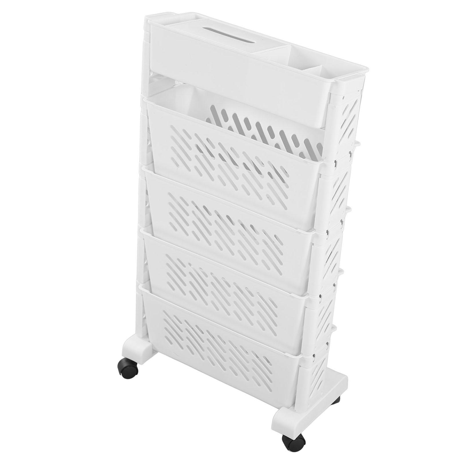 

White Storage Shelf Removable Plastic Movable Bookshelf for Home Study Room