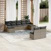 Vidaxl 9-Cz. Conjunto de Muebles de Jardín con Cojines, Gris, Poliratán