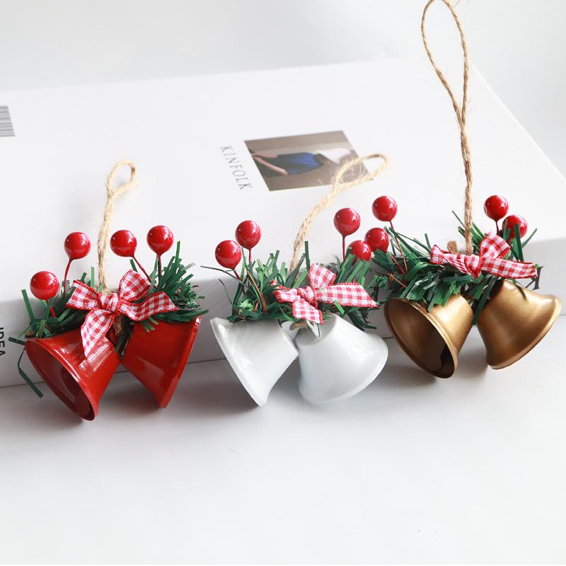 Christmas Decoration Double Horn Bells Multi-Color Available Christmas Tree Accessories Metal Bell Hanging For Various Occasions