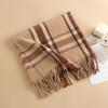Vintage British Style Cashmere Fringed Scarf Women's Fashion Commuter Cold-proof and Warm Scarf Shawl