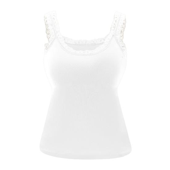 Lace Tank Top for Women Spaghetti Strap Sleeveless Camisole Top with Built In Bra Summer Basic Cami Shirt S белый