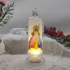 1/4Pcs LED Prayer Flameless Candle Holy Family Jesus Joseph Virgin Mary Battery Operated Devotional Prayer Candle Religious Decoration Christian Gift