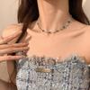 Yousheng Women Necklace Faux Crystal Single/Double Layer Butterfly Pendant Adjustable with Extended Length Prom Party Neck Jewelry Wedding Choker