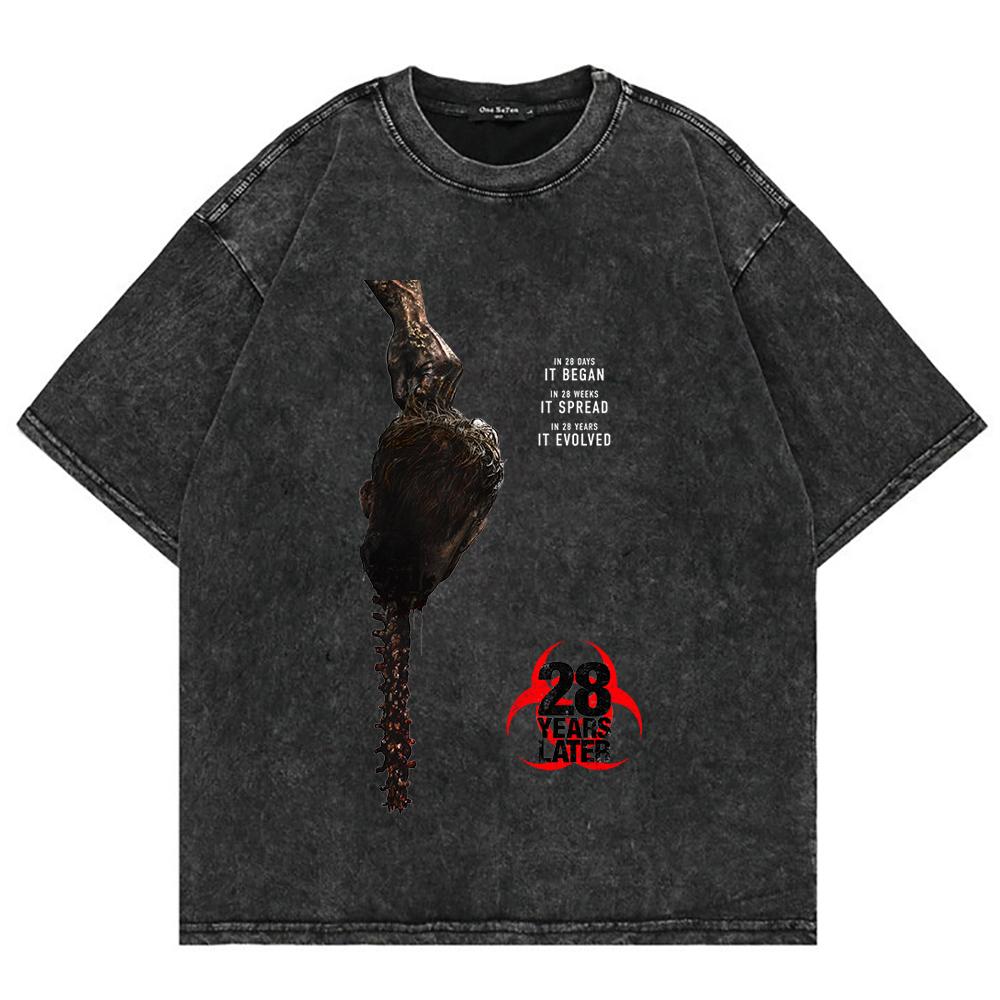 T-shirt 100% Cotone Abbigliamento Film 28 Anni Dopo Moda Film Horror Maglietta Uomo/donna Vintage Oversize Lavaggio Minerale Top