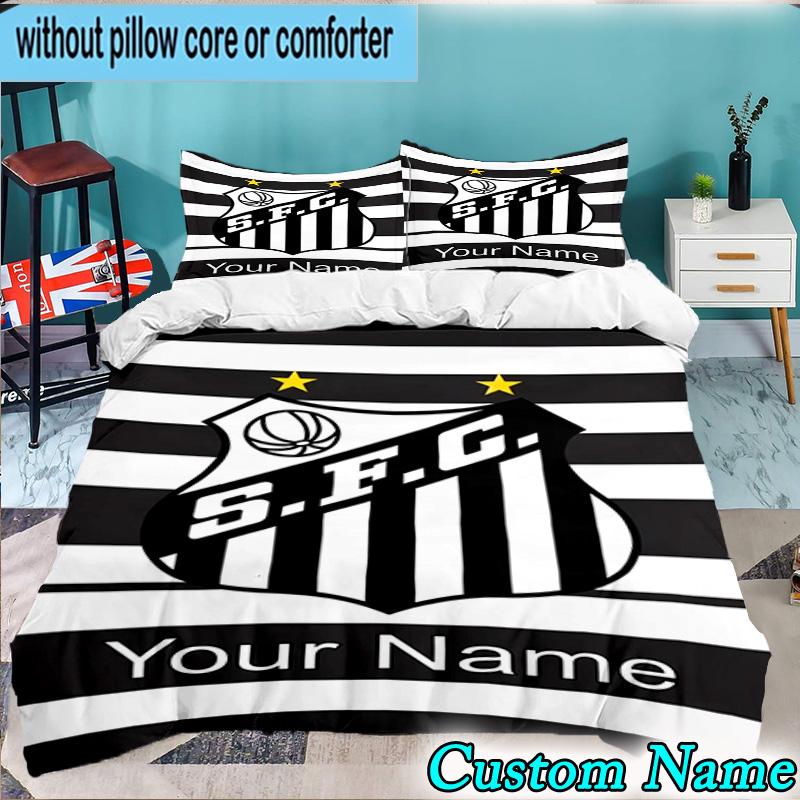 Custom Name Santos Futebol Emblem 3PCS Bedding Set For Bedroom Dormitory,Including 1pc Duvet Cover And 2pcs Pillowcases Large size Fan gift