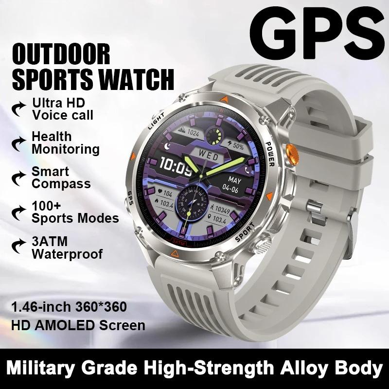 New Military Outdoor GPS Positioning SmartWatch Men Run RIDE Fitness GPS Tracer 10ATM/IP69 Compass HD call Sports Watch bracelet