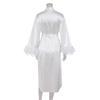 Spring Women's Nightgown Cardigan Feather Satin Robe Loose Long European American Bathrobe Ladies Home Wear
