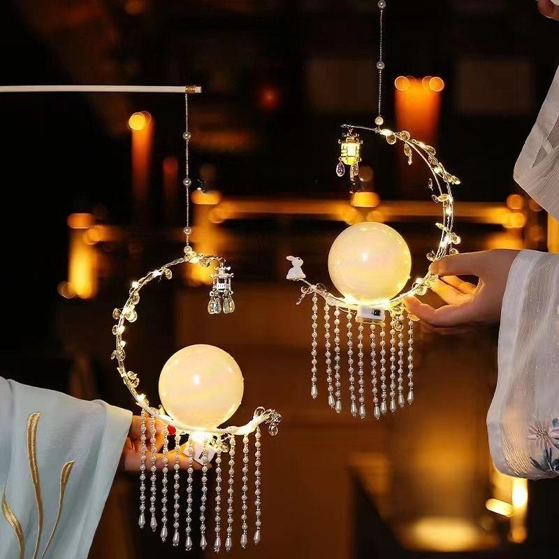 Rabbit Lantern Handmade DIY Moon Palace Light Chinese Ancient Craft Gift Wooden Chinese Mid-Autumn Decoration for Kids Adults