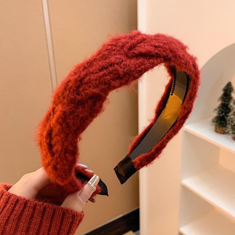 Retro Red Velvet High Crown Headband - Wide Edge Korean Influencer Style