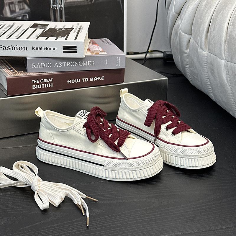 67 Original design heightening canvas shoes women's thick-soled round head white shoes casual heightening round head board shoes