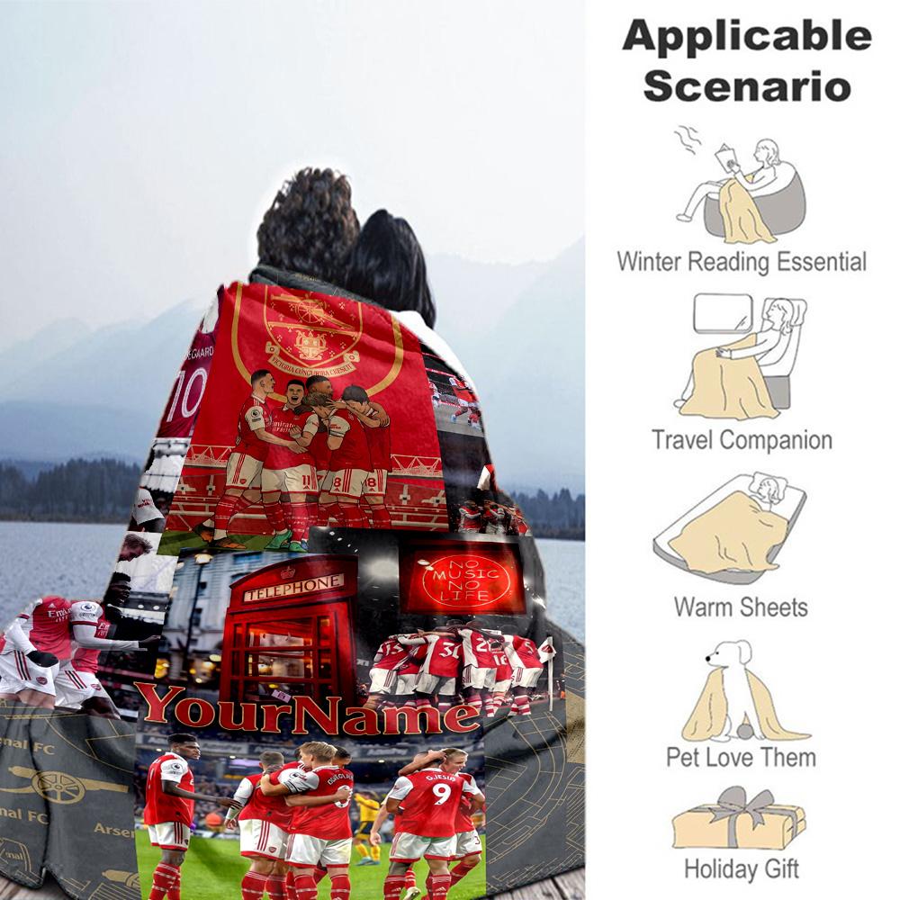 Arsenal Customize Text Blanket Multi-purpose Personalized Blanket Comfortable Versatile for Bed Seaside Home Decor Picnics All-Season Use