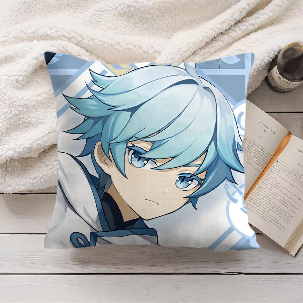 Chongyun Genshin Impact Cushion Cover Silky Short Plush Invisible Zipper Dustproof Sofa Pillow Case For Home Decor