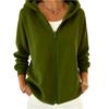 Fashionable Women's Loose Casual Solid Color Hooded Zippered Long Sleeve Jacket