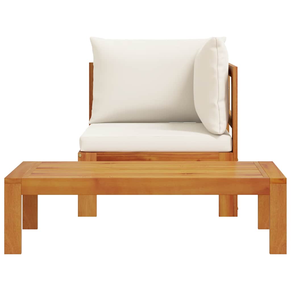2 Piece Garden Sofa Set with Cushions Solid Acacia Wood