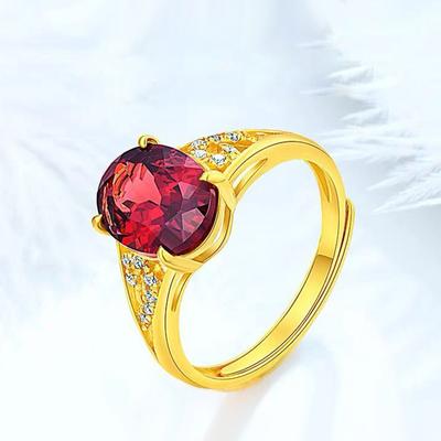 New Japanese and Korean Euro Plated Yellow Diamond Ring Ladies Imitation Sand Gold Popular Ring Adjustable