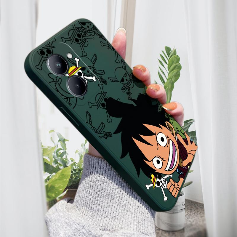 Zajímavý kryt na telefon Luffy pro iPhone 15 14 13 12 11 Samsung Galaxy S23 S22 A52 A52S Měkký kryt se čtvercovým designem z tekutého silikonu s plnou ochranou