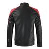 Leather Jacket Men's Stand Collar Color Block Slim Fit Zipper Cardigan Fashion Casual Leather Jacket