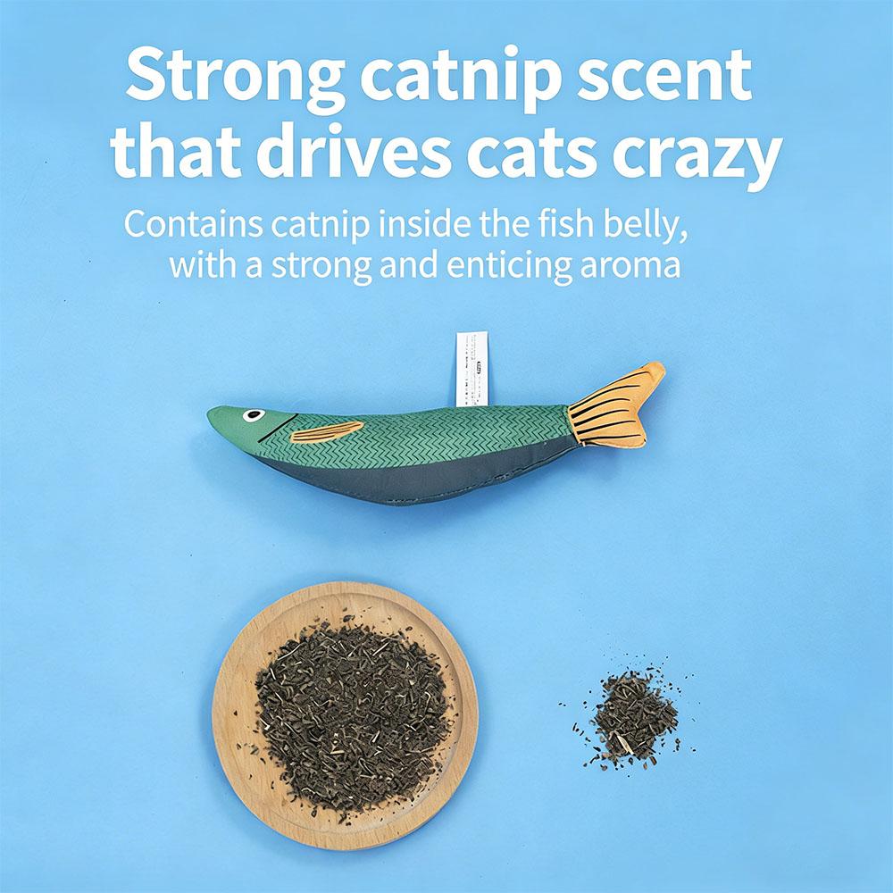 Interactive Catnip Fish Toy Cats, Soft Plush Cat Kicker Toy with Crinkle Sound, Durable Bite-Resistant Fish Chew Toy for Kitten Teeth Cleaning