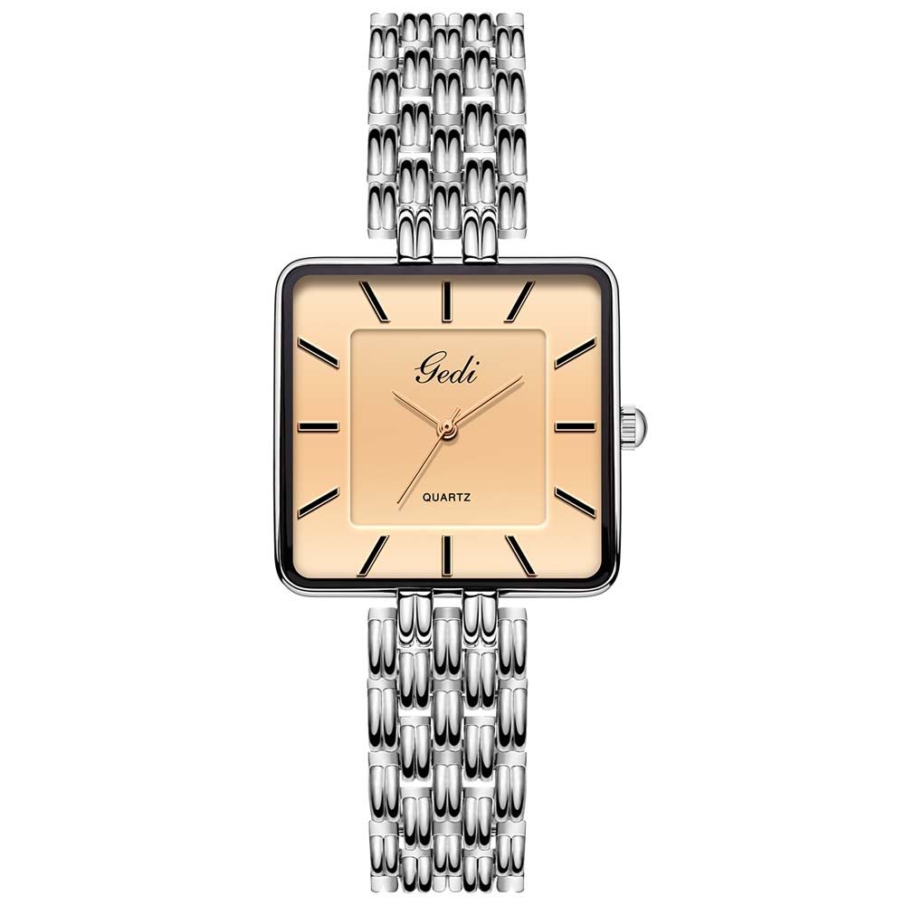 GEDI Simple Square Couple Models Watch Niche Premium Sense of Women's Ultra-thin High Value Quartz Watch Gift for Women and Man