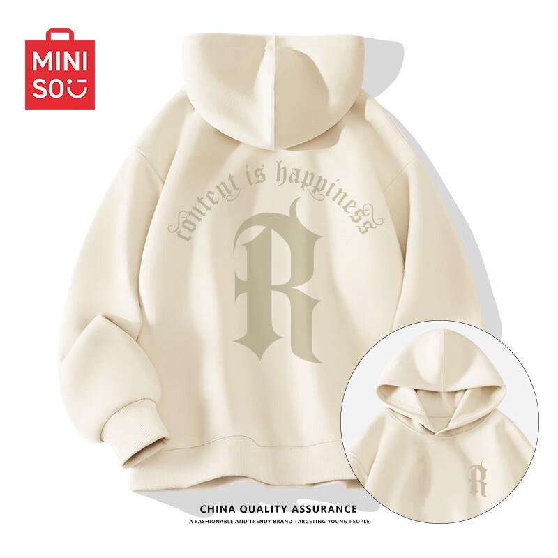 

MINISO Men s Retro Letter Print Heavyweight Hooded Sweatshirt 2XL