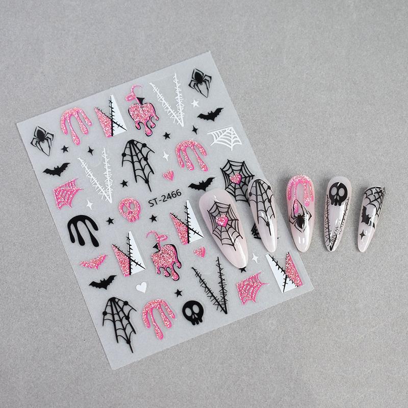 3D Halloween Nail Stickers Little Spider Pumpkin Ghost Funny Glitter Nail Decals For Festival Nail Decor Manicure Sliders