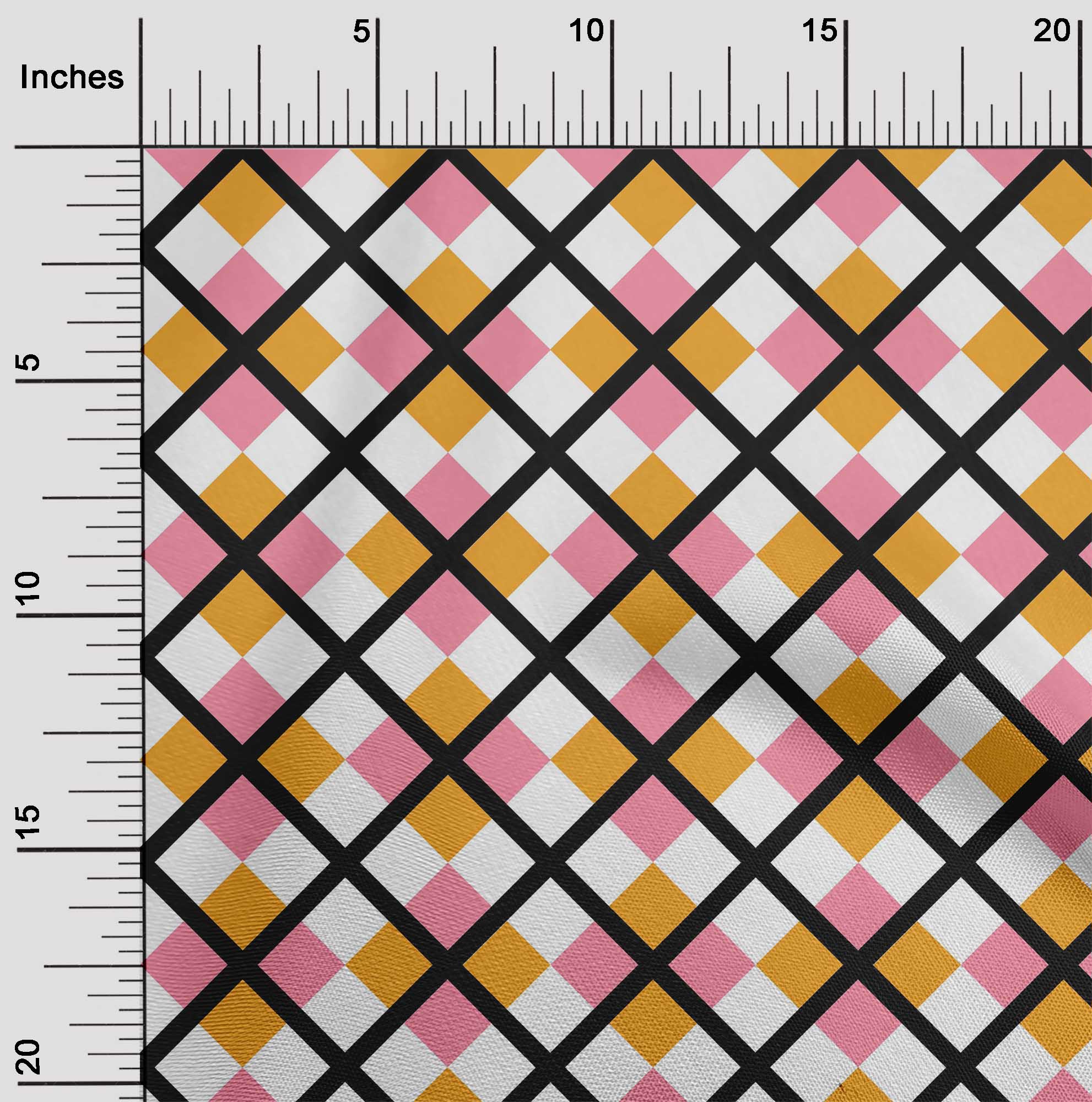 

oneOone Бавовна Flex Dusty Brown Fabric Argyle Check Dress Material Тканина Тканина з принтом у дворі 40 дюймів 42 Inch Wide - Viscose Chiffon рожевий