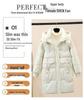 Women's Mid-Length Plus Size Warm Down Jacket, Beige/Black