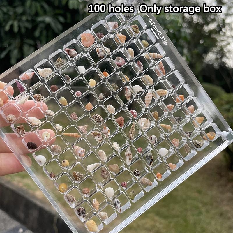 Acrylic Magnetic Seashell Display Box Seashell Clear Starfish Trinket Organizers 36/64/100 Grids Mini Seashell Storage Box