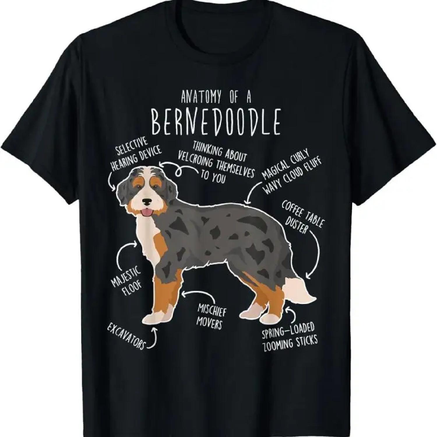 Bernedoodle Dog Anatomy Black Merle Tri Cute Funny Pet Mom T Shirt XXXXXL разноцветный