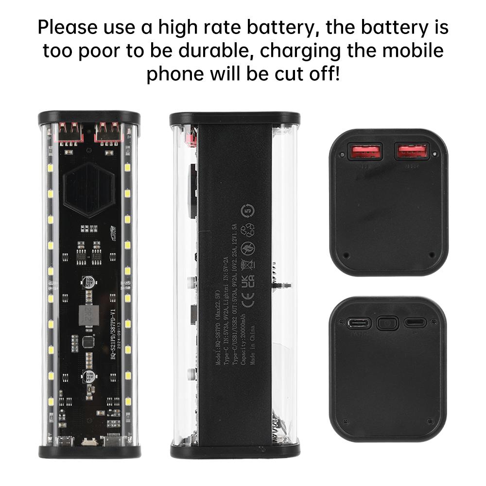 8*21700 Battery Case 22.5W Fast Charging DIY Battery Storage Box Solder-Free Power Bank Housing PD+ Flash Charge+ Fast Charge