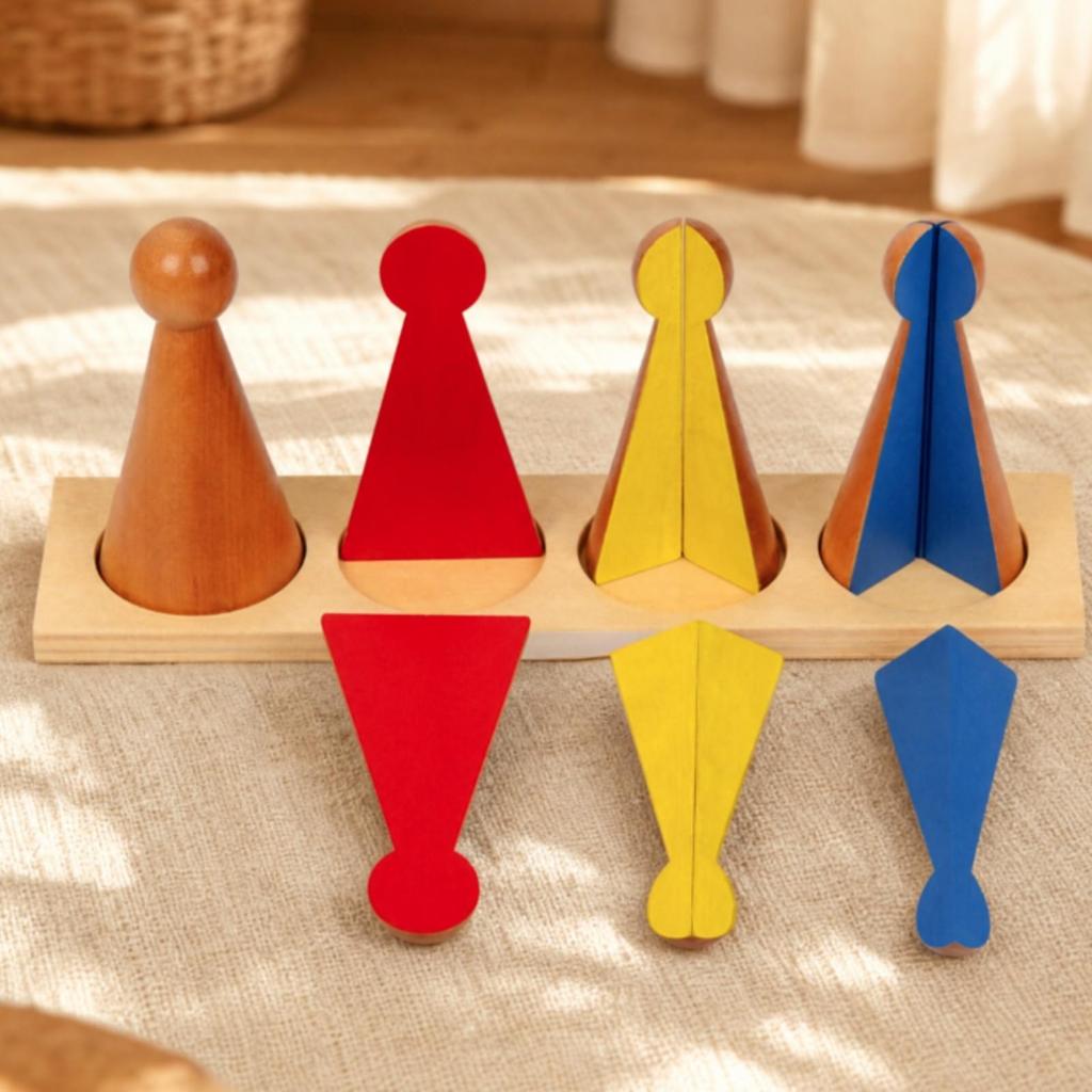 Wooden Fraction Puzzle with Base Hands-on Math Manipulative Educational
