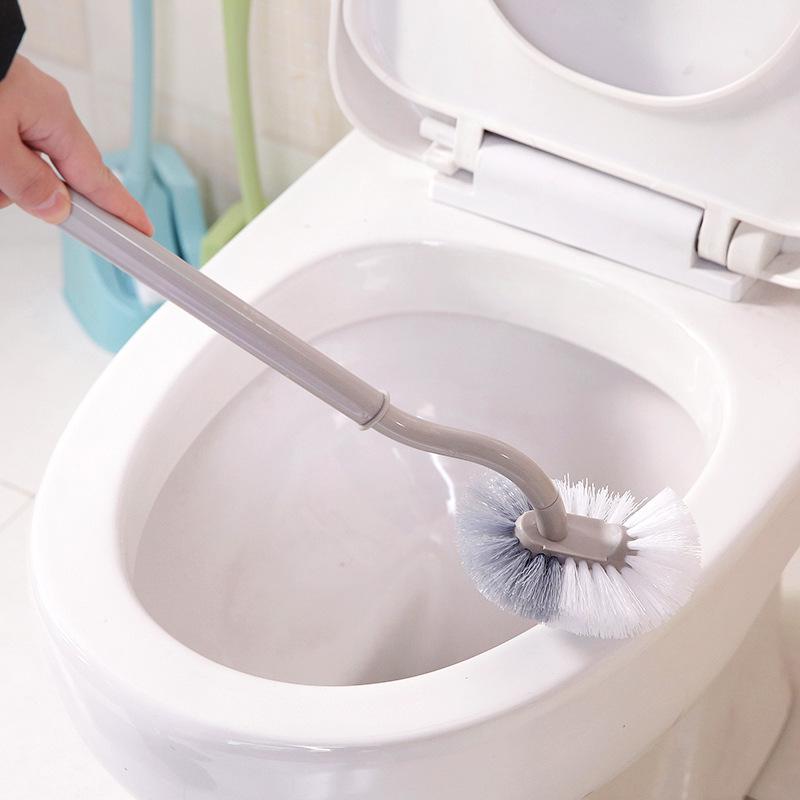 Wall-Mounted Long Handle Toilet Brush - No-Punch Bent Design for Efficient Cleaning
