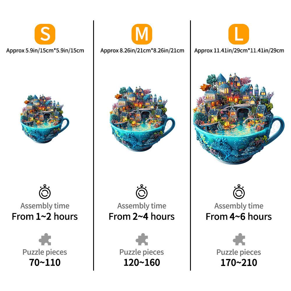 House On A Cup Wooden Puzzle Irregular Small Animal Pieces Flat Wooden Puzzle