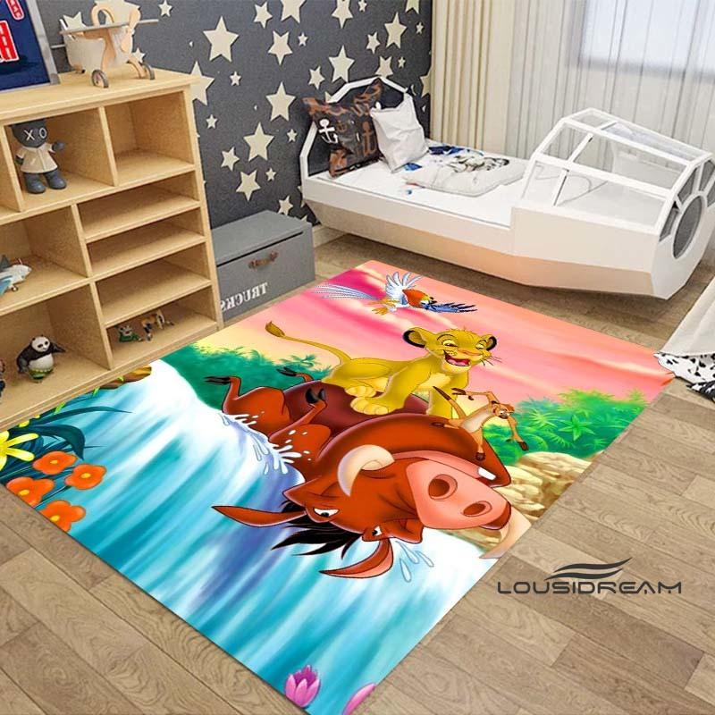 Customizable large Simba Lion King cartoon rug, suitable for living rooms, children's bedrooms, sofas, doormats, and is non-slip