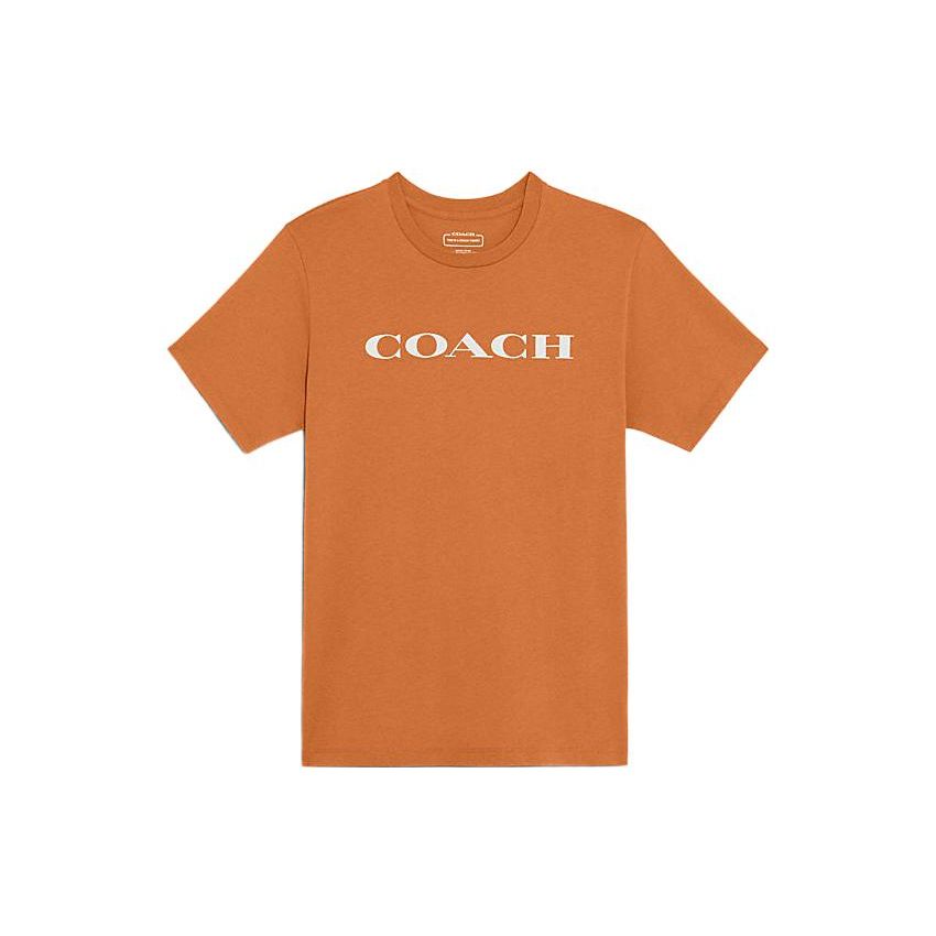 Coach SS22 Front Logo Letter Print Round Neck Short Sleeve T-Shirt Men Tops Orange C9693-BTR XS