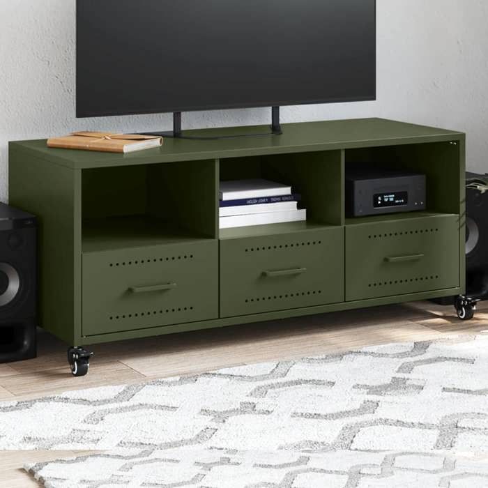 VidaXL TV Cabinet, Television Stand with Drawers and Shelves, TV Stand with Living Room Storage, Olive Green 846696