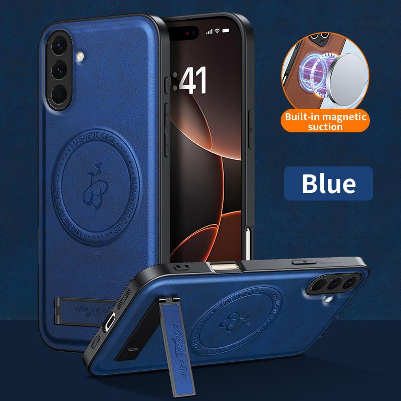 PU Leather Wireless Charging Magnetic Case for Samsung Galaxy A56 A36 A26 A16 5G A55 A35 Protective Cover Hard Back Shell Coque